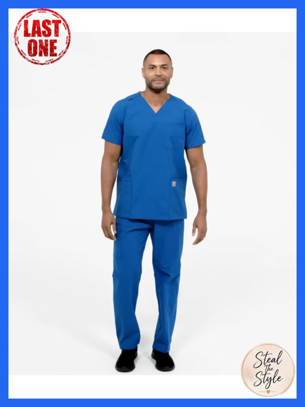 Unisex V-Neck Scrub Top 6 Pockets Stretch Medical Workwear - Picture 6 of 6